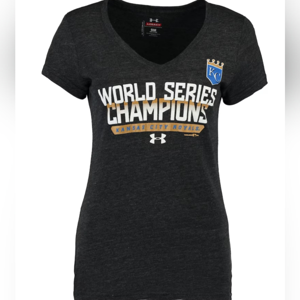 Under Armour K.C. Royals 2015 World Series V-Neck  Women's T-Shirt Size MD
